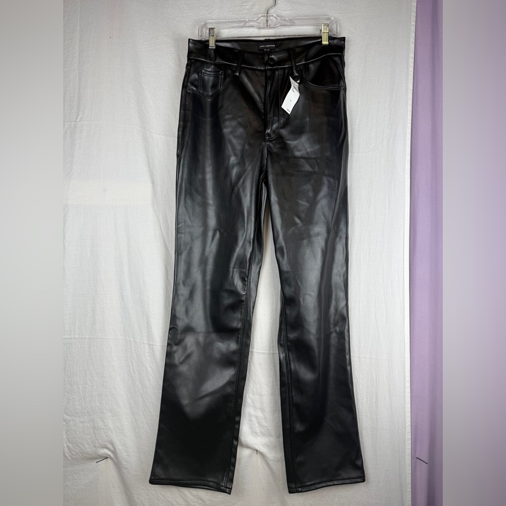 Good American Black Leather Look Pants